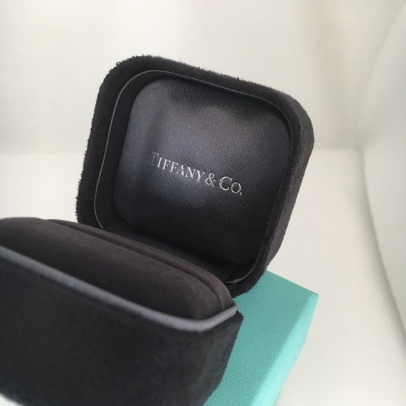 Tiffany Empty Jewelry Ring Box Blue Black Suede Presentation Storage - Picture 6 of 10